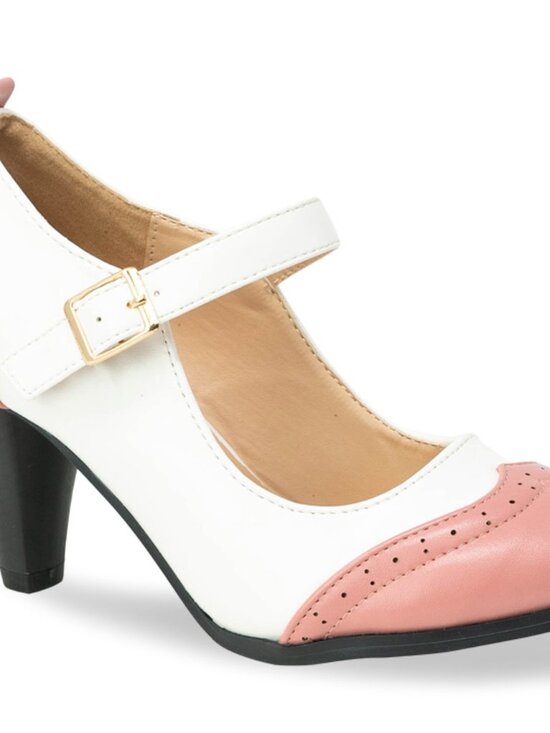 Chase + Chloe Shoes - Chase & Chloe Dora-2 Women's Round Toe Two Tone Mary Jane Pumps